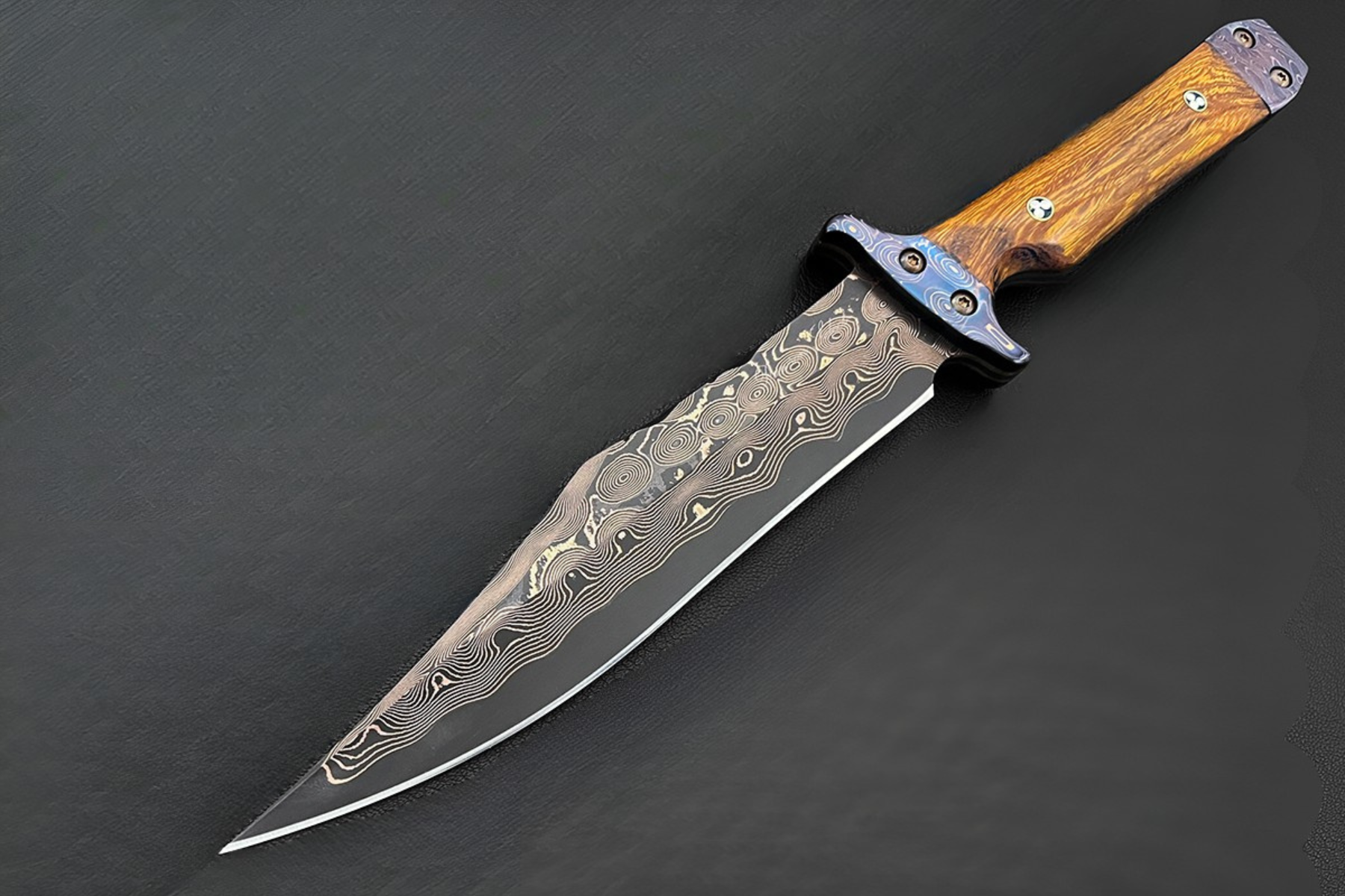 Silk Trader Extended | Dawson Select Tigermai Steel | Ironwood | Damascus Bolsters & Pommel