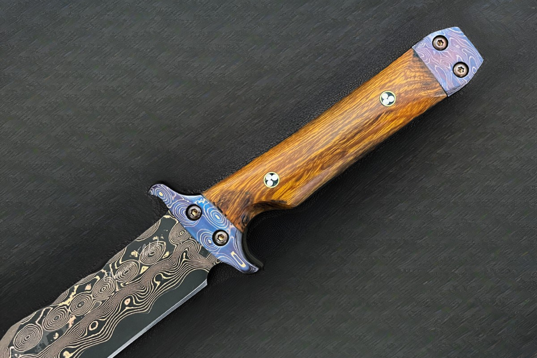 Silk Trader Extended | Dawson Select Tigermai Steel | Ironwood | Damascus Bolsters & Pommel