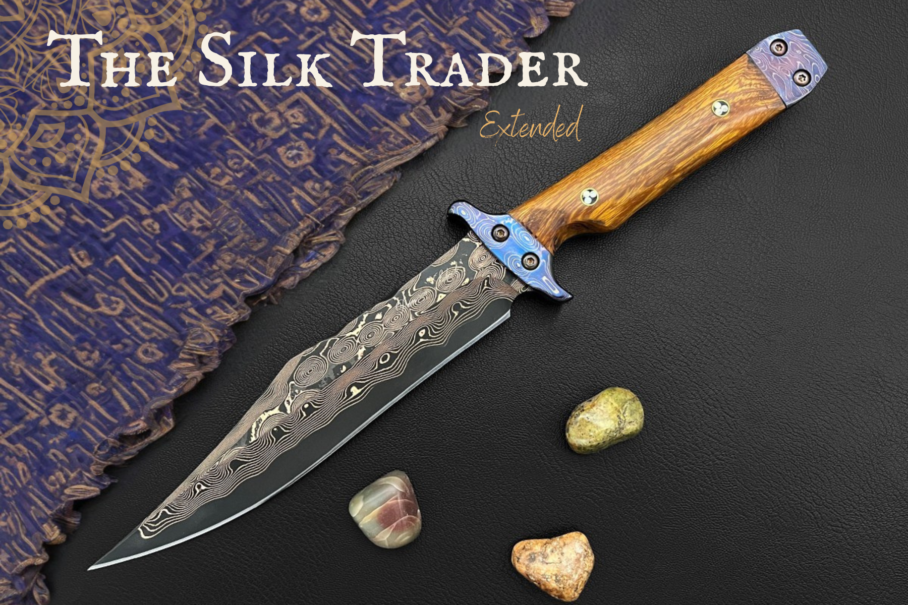 Silk Trader Extended | Dawson Select Tigermai Steel | Ironwood | Damascus Bolsters & Pommel