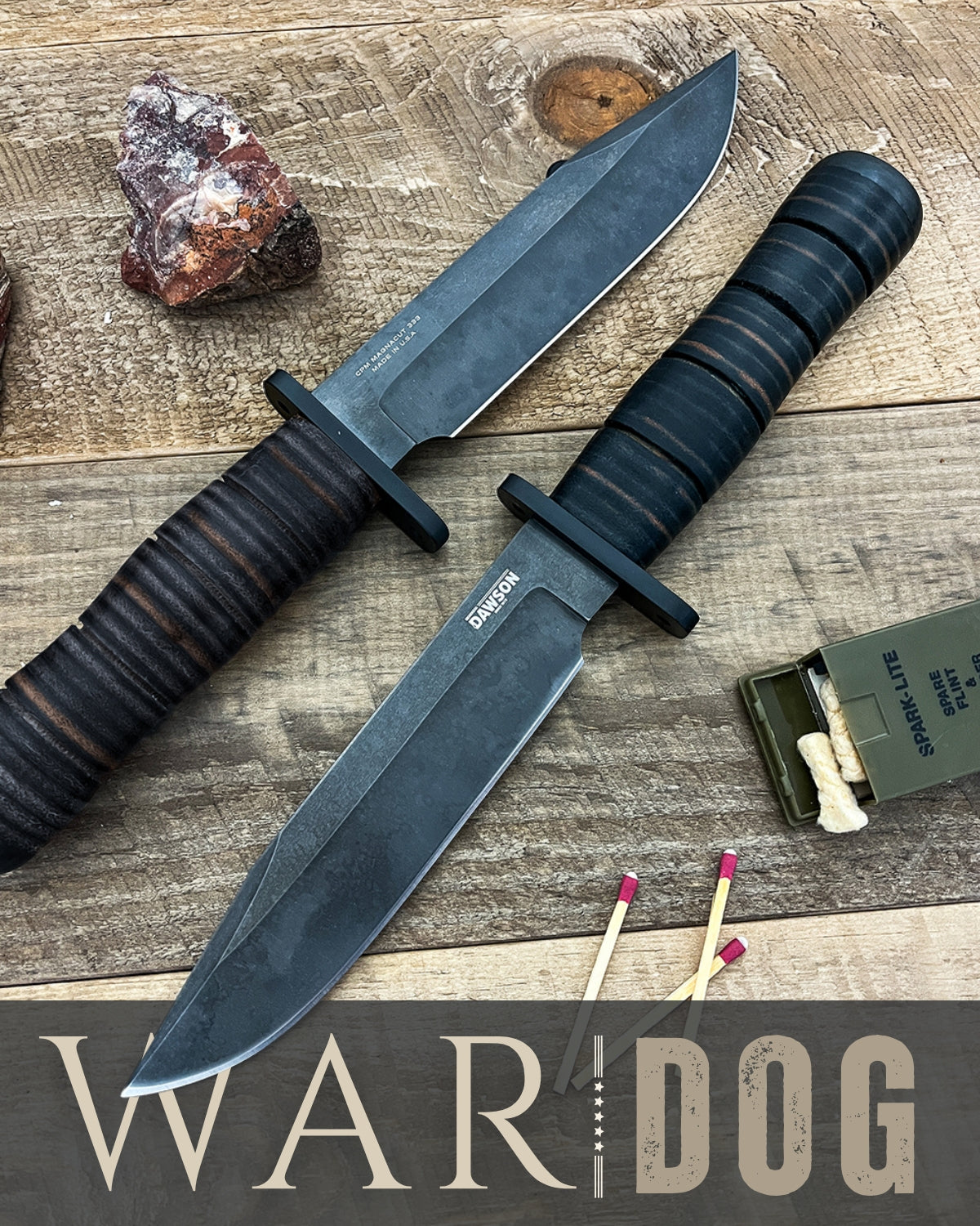 Limited Edition War Dog | WW2-Inspired Trench Knife | CPM-MagnaCut Steel | BLACK Leather Handle