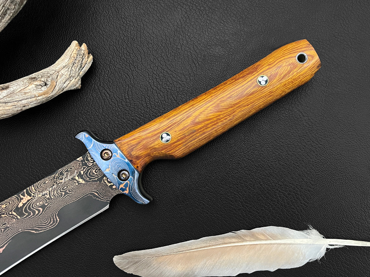 Silk Trader | Dawson Select Tigermai Steel | Ironwood | Heat Anodized Bolster