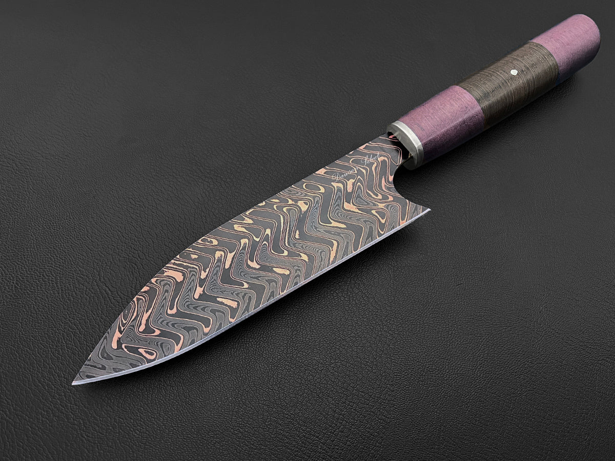 Kiso FG | Japanese-style Santoku Culinary Knife | Dawson Select Steel | Purple Heart + Wenge Wood