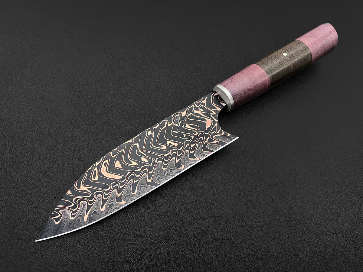 Kiso HG | Japanese-style Santoku Culinary Knife | Dawson Select Steel | Purple Heart + Wenge Wood