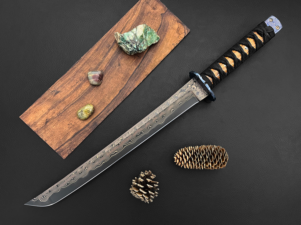 Koki Senshi | Dawson Select Tigermai Steel | Ironwood | Anodized Tsuba & Pommel