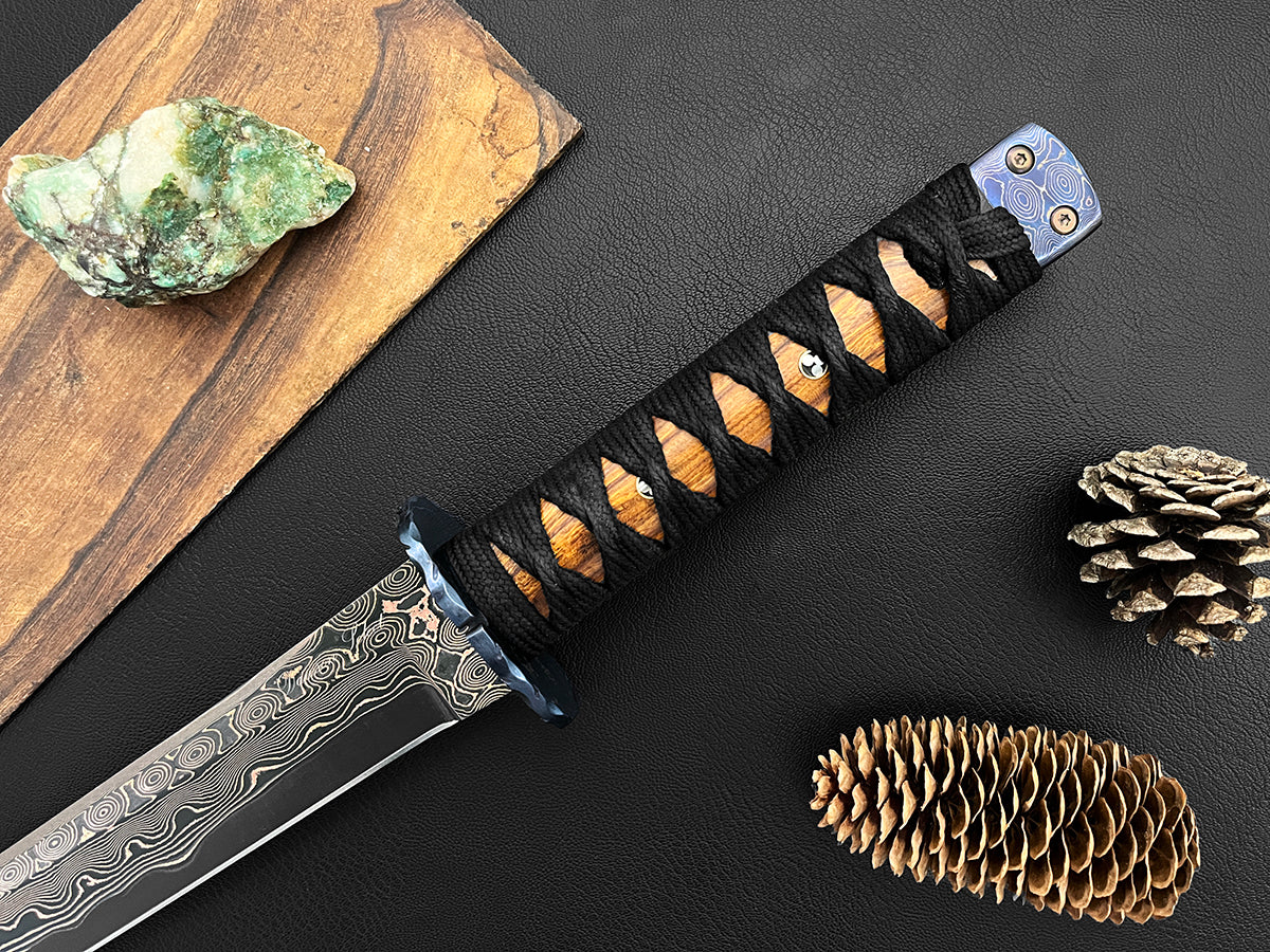 Koki Senshi | Dawson Select Tigermai Steel | Ironwood | Anodized Tsuba & Pommel