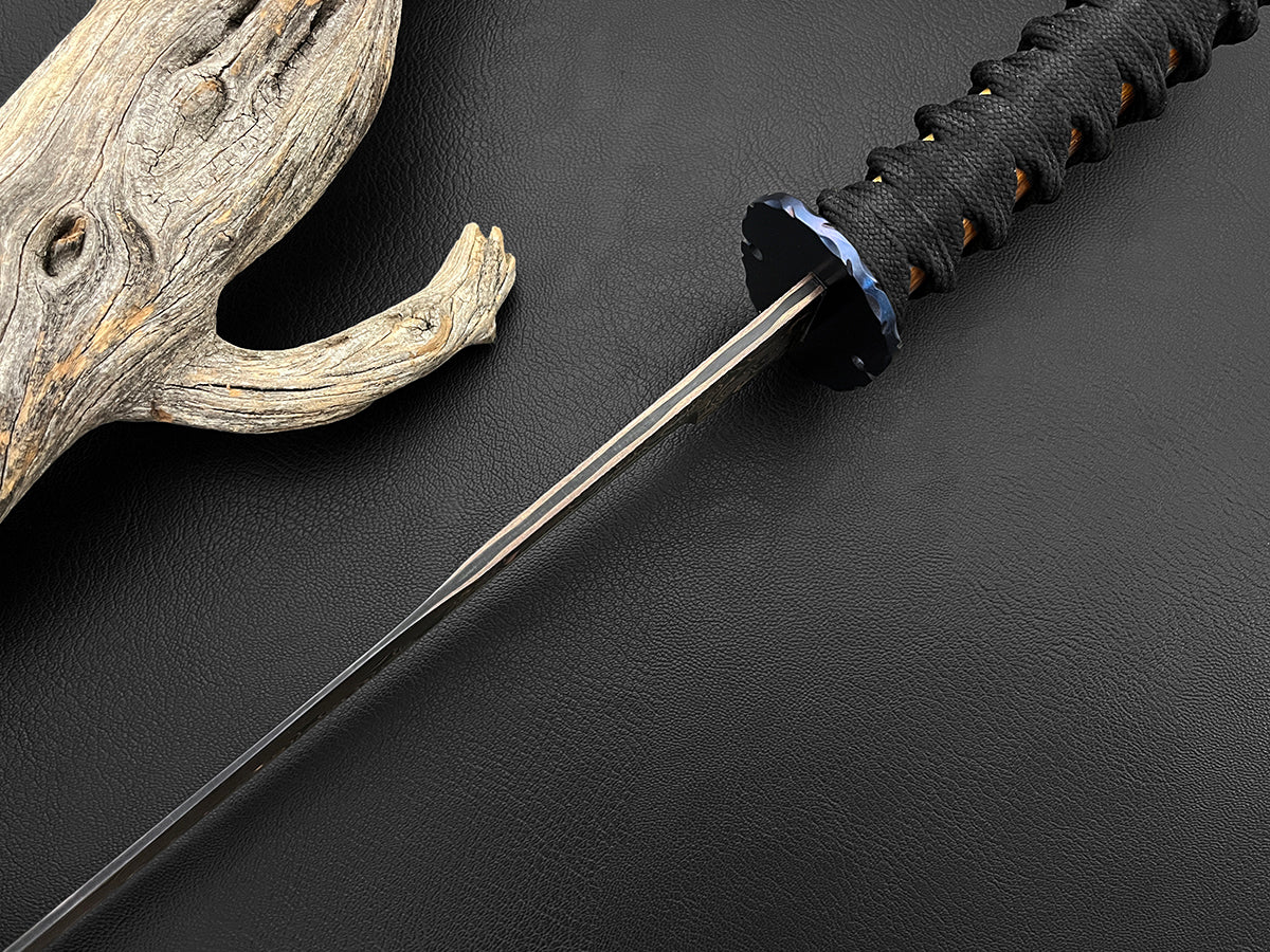 Koki Senshi Sleek | Dawson Select Tigermai Steel | Ironwood | Anodized Tsuba & Pommel
