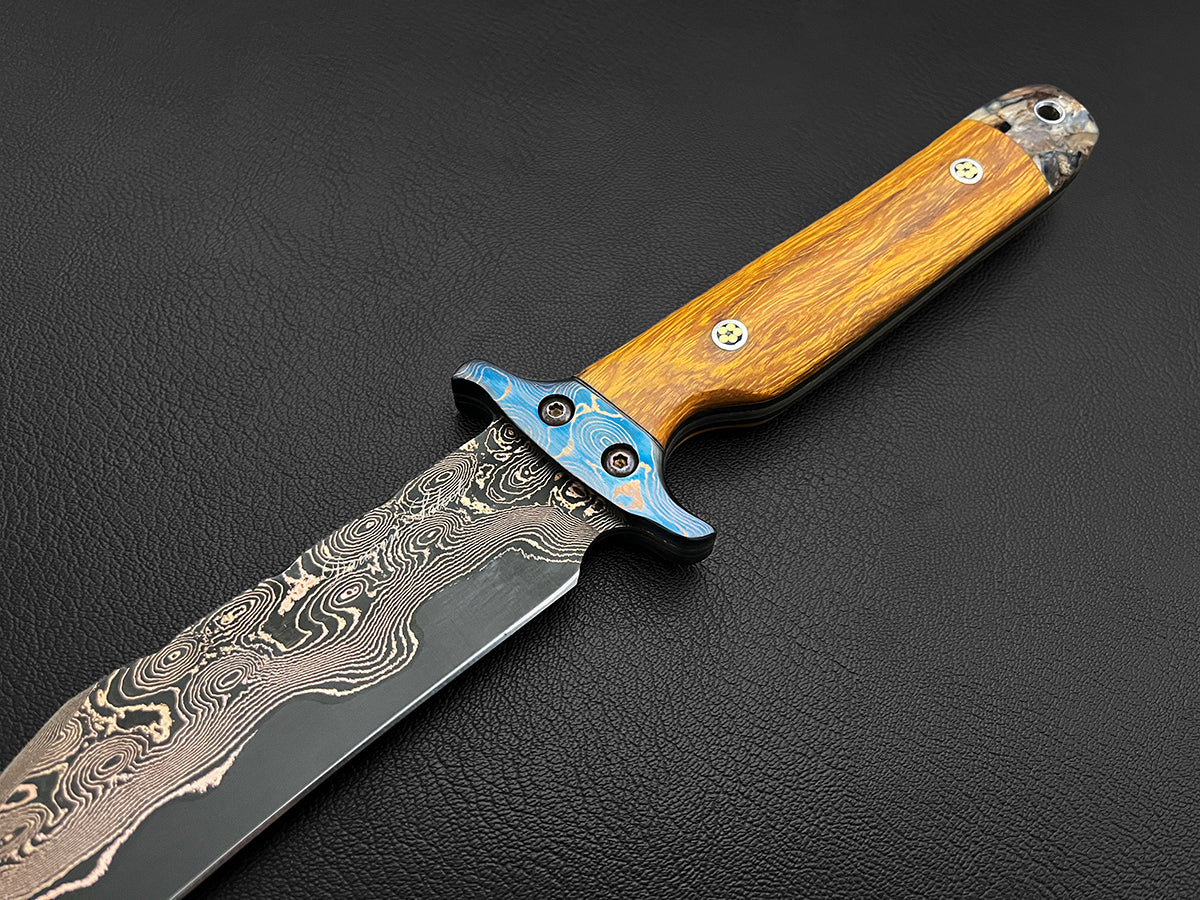Silk Trader Mammoth Ivory | Dawson Select Tigermai Steel | Ironwood | Damascus Bolsters