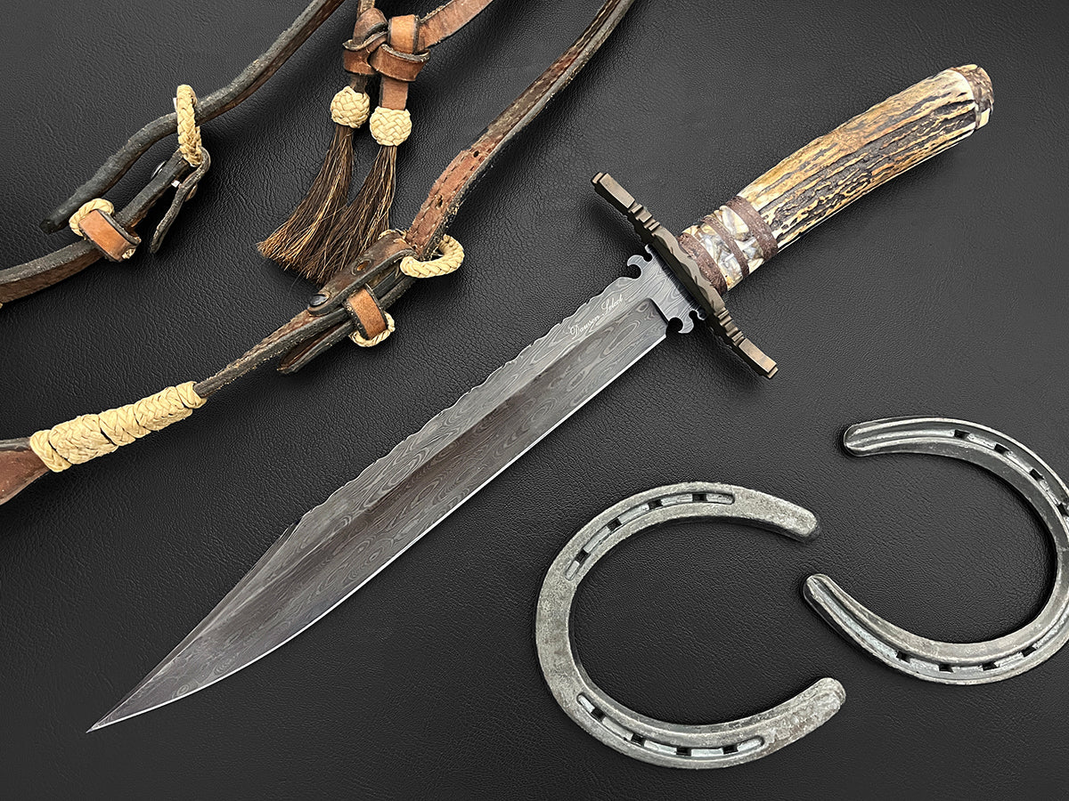 Old Missouri Western Bowie XL | Dawson Select Steel | Stag + Mammoth Fusion
