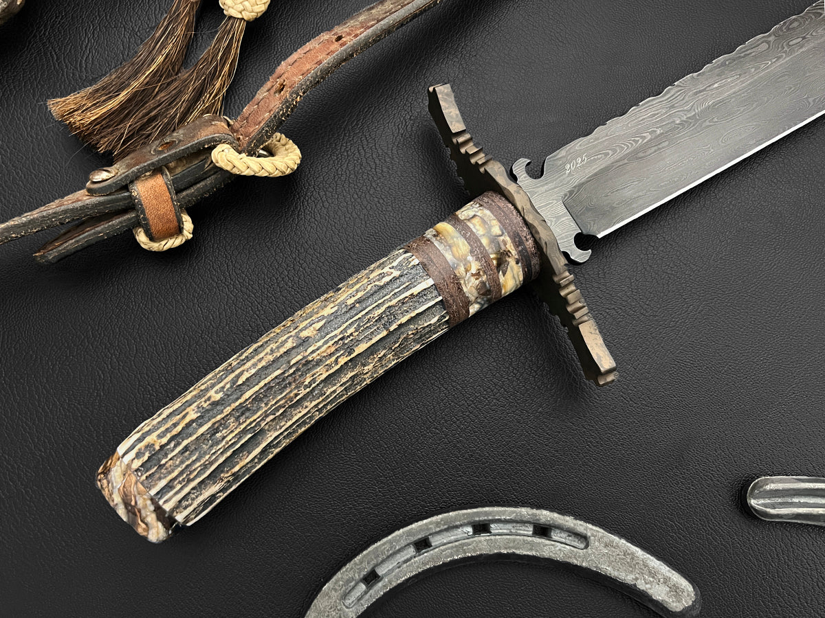 Old Missouri Western Bowie XL | Dawson Select Steel | Stag + Mammoth Fusion
