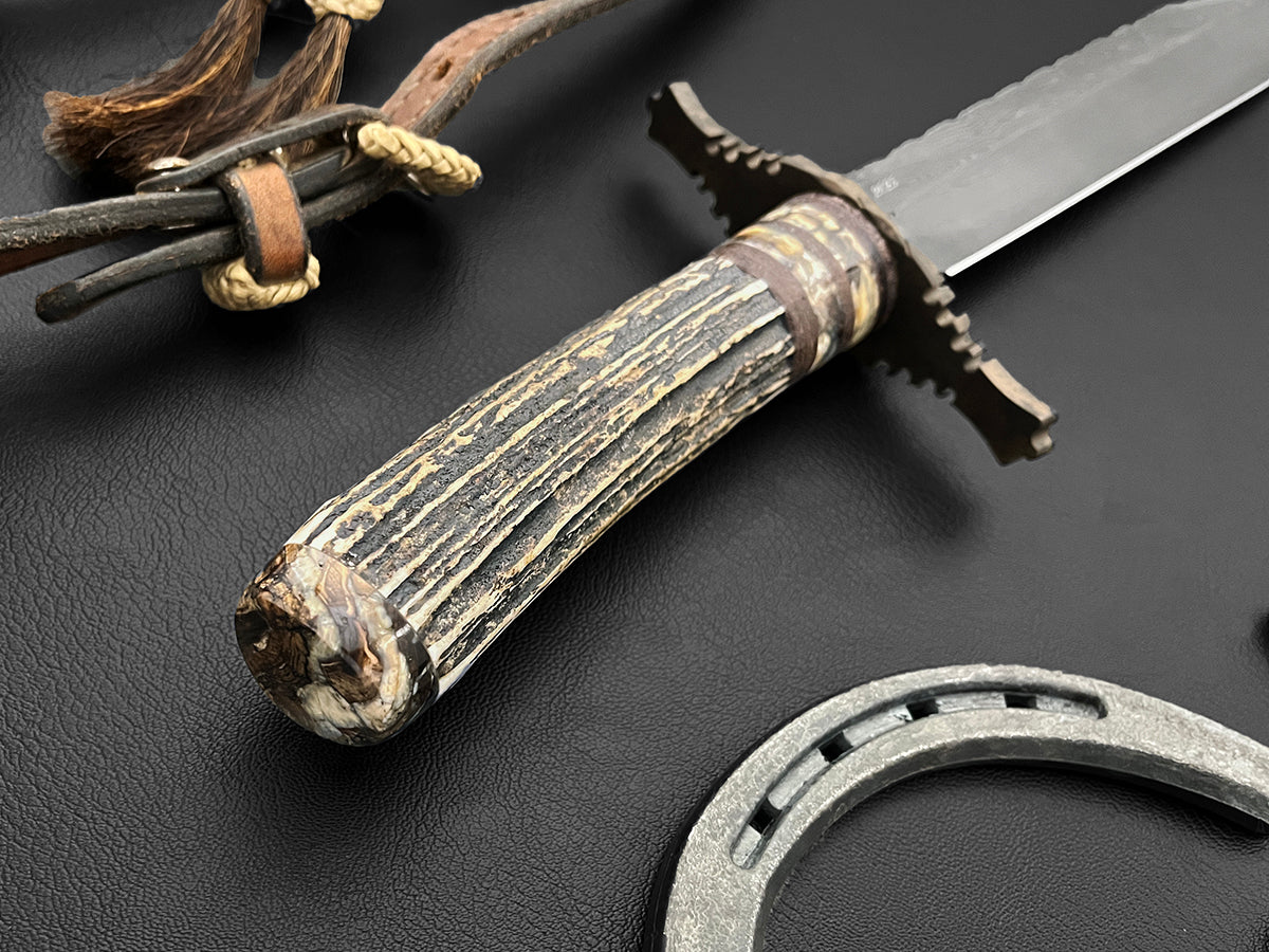 Old Missouri Western Bowie XL | Dawson Select Steel | Stag + Mammoth Fusion
