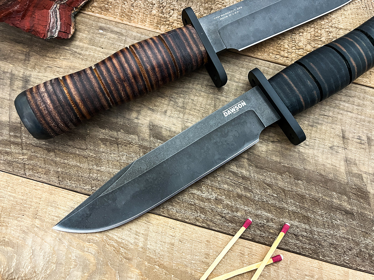 Limited Edition War Dog | WW2-Inspired Trench Knife | CPM-MagnaCut Steel | BLACK Leather Handle