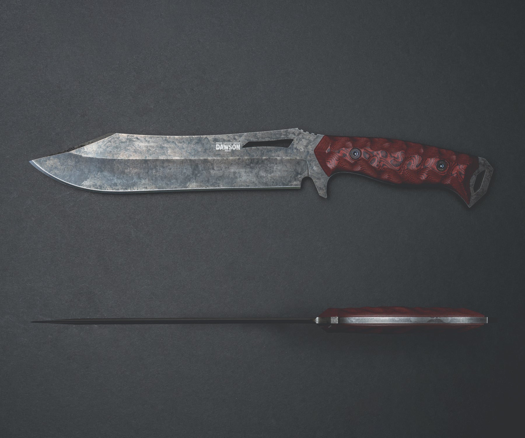 Dominion | Clip Point Survival Bowie | Pop's ProCut Steel | Rainstorm Blade Finish