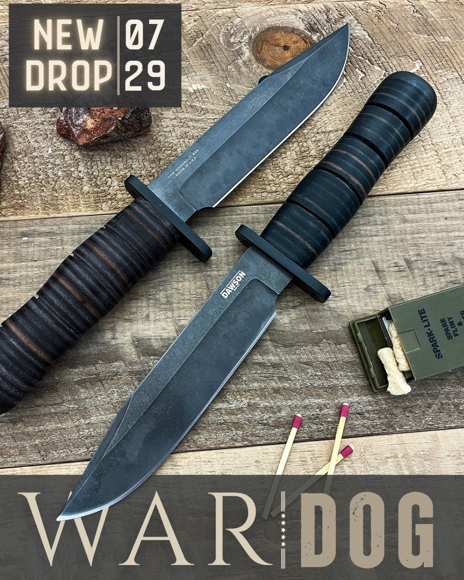 Limited Edition War Dog | WW2-Inspired Trench Knife | CPM-MagnaCut Steel | BLACK Leather Handle