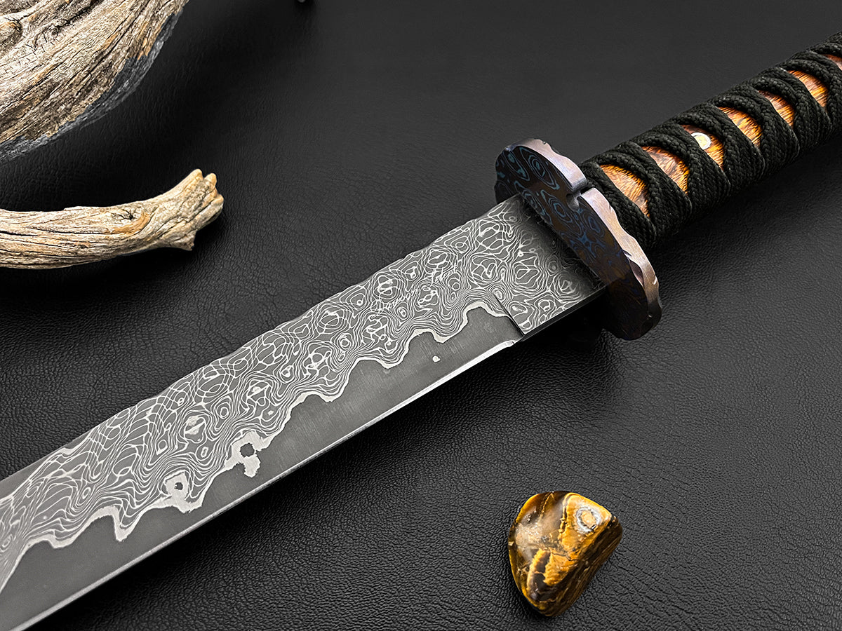 Dragon of Echigo | Japanese Wakizashi Sword | San Mai Select Steel Blade | Anodized Timascus Tsuba