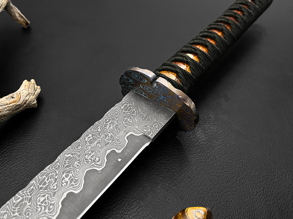 Dragon of Echigo | Japanese Wakizashi Sword | San Mai Select Steel Blade | Anodized Timascus Tsuba