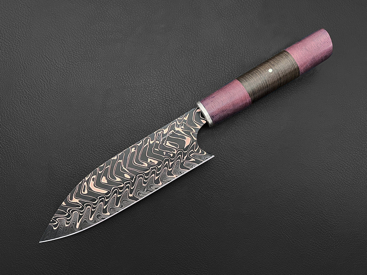 Kiso HG | Japanese-style Santoku Culinary Knife | Dawson Select Steel | Purple Heart + Wenge Wood