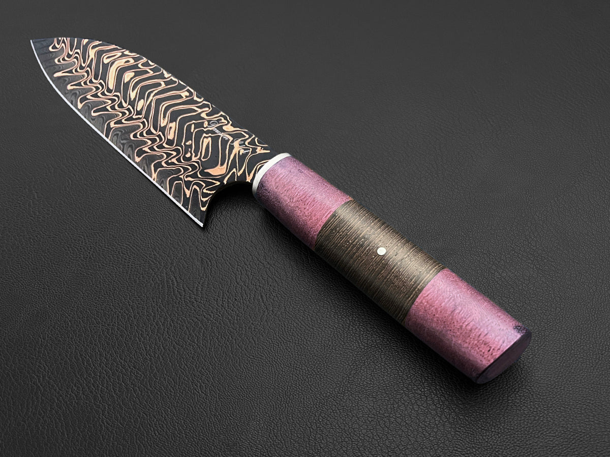 Kiso HG | Japanese-style Santoku Culinary Knife | Dawson Select Steel | Purple Heart + Wenge Wood
