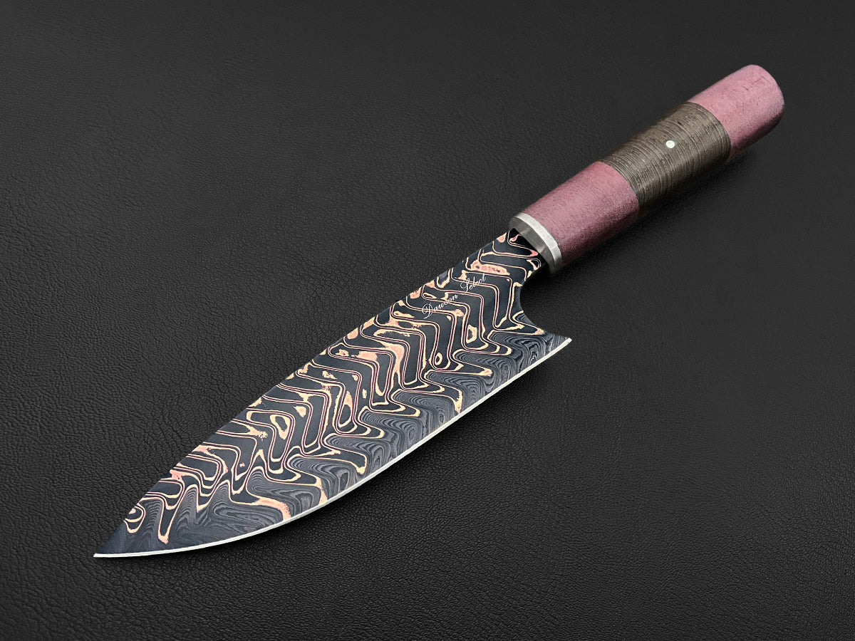 Kongen | Japanese-style Culinary Knife | Dawson Select Steel | Purple Heart + Wenge Wood