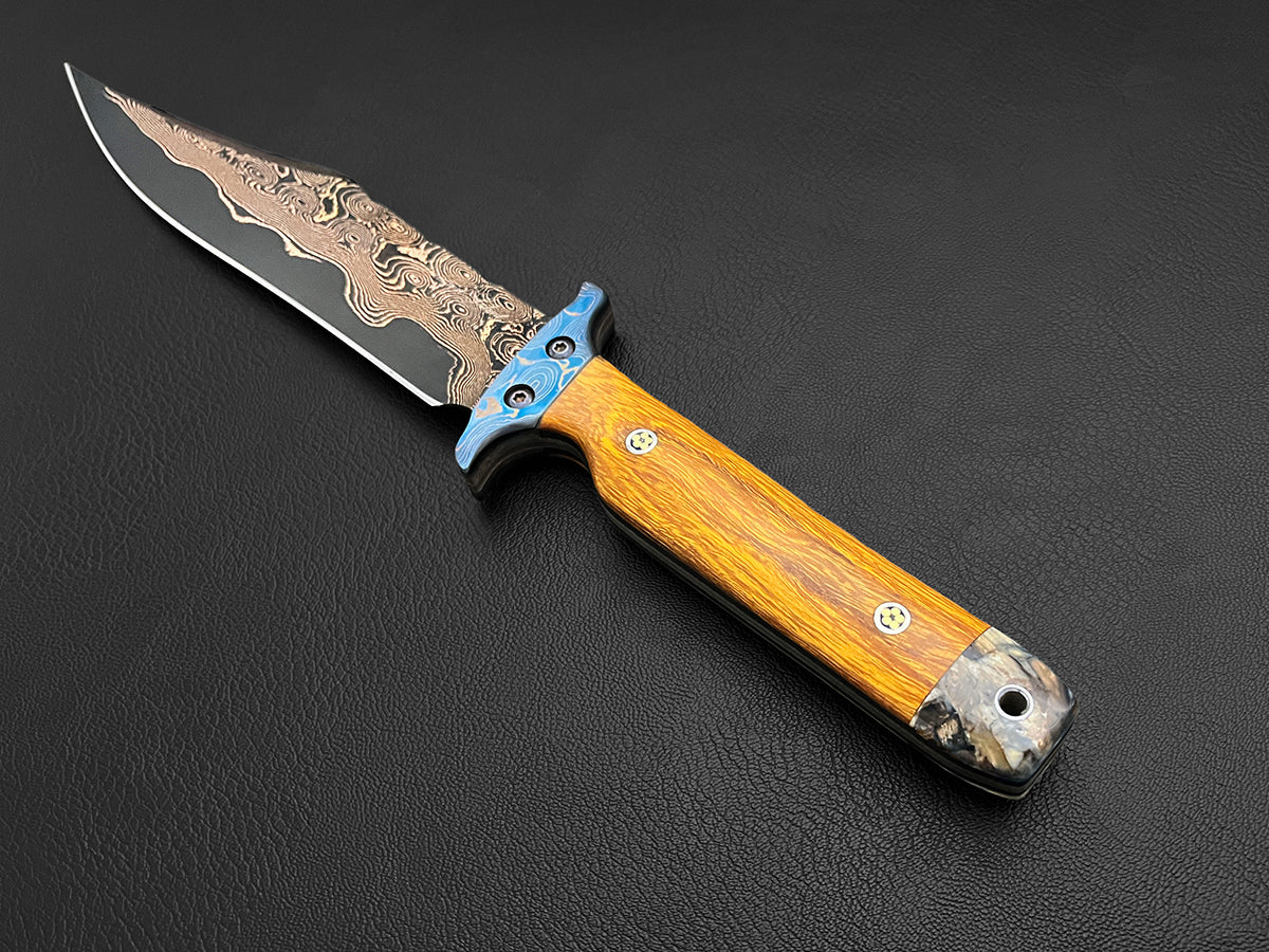 Silk Trader Mammoth Ivory | Dawson Select Tigermai Steel | Ironwood | Damascus Bolsters