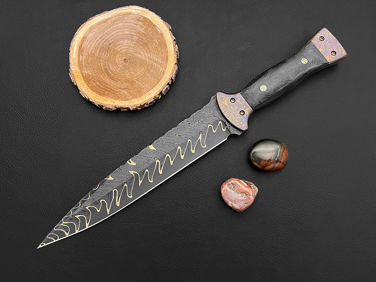 Dirk of Stewart | Dawson Select Copper San Mai Steel | Marble Carbon Fiber