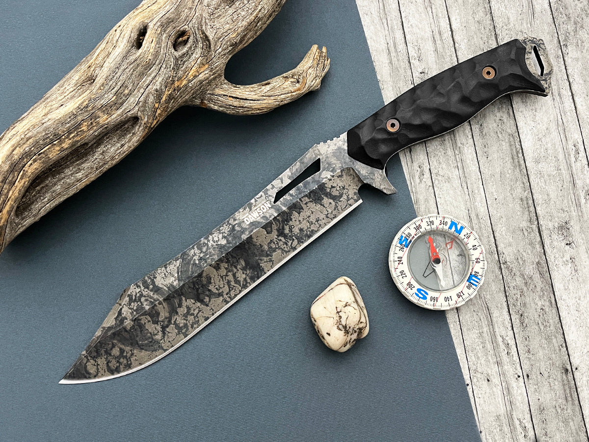 Dominion | Clip Point Survival Bowie | Pop's ProCut Steel | Rainstorm Blade Finish