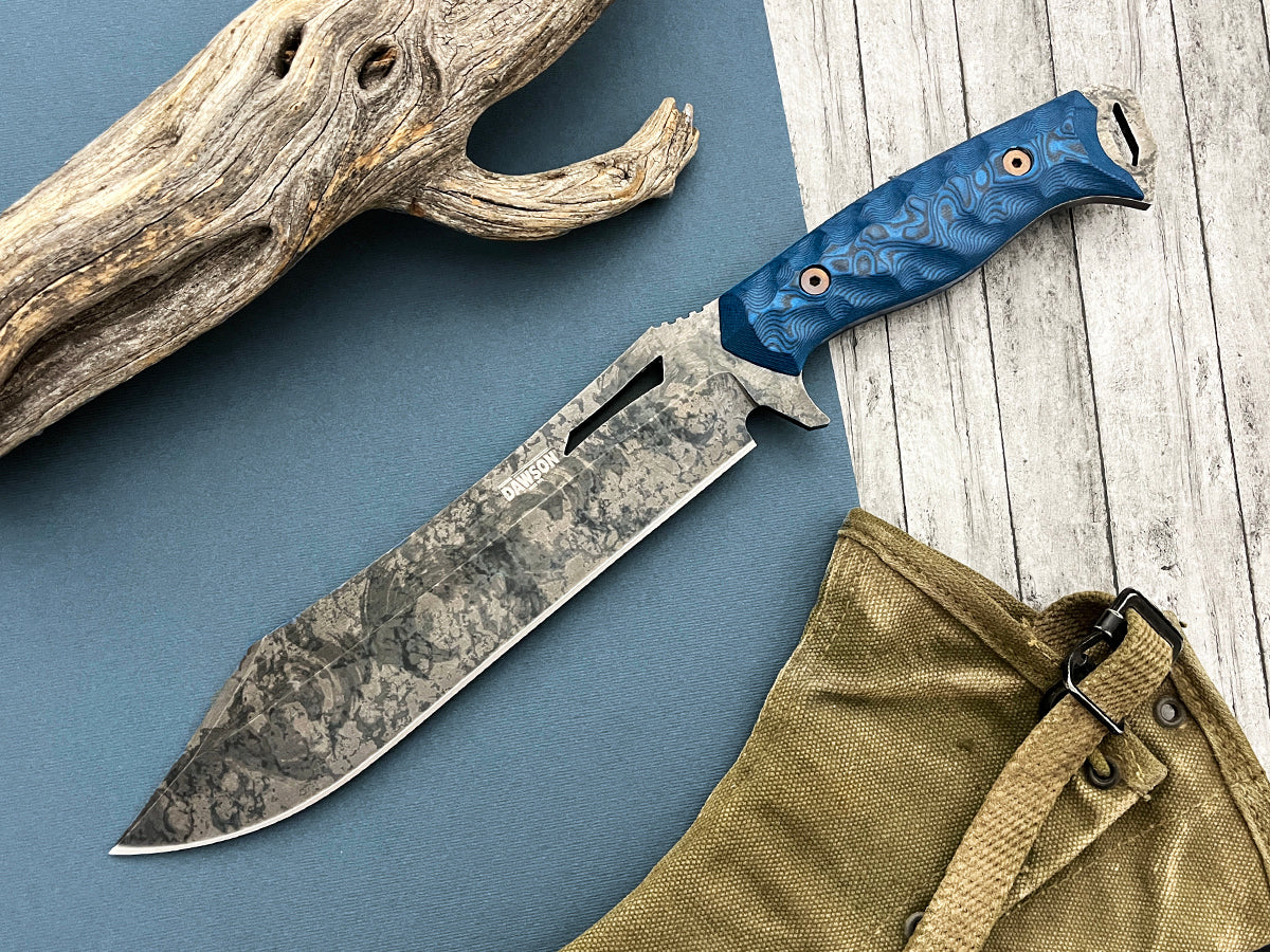 Dominion | Clip Point Survival Bowie | Pop's ProCut Steel | Rainstorm Blade Finish